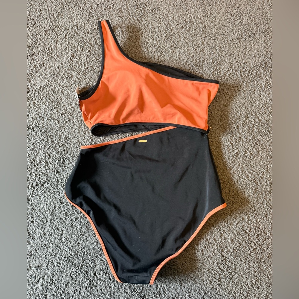 NWT Victoria's Secret Como OnePiece Swimsuit Orange and Black Size Med - Picture 4 of 8
